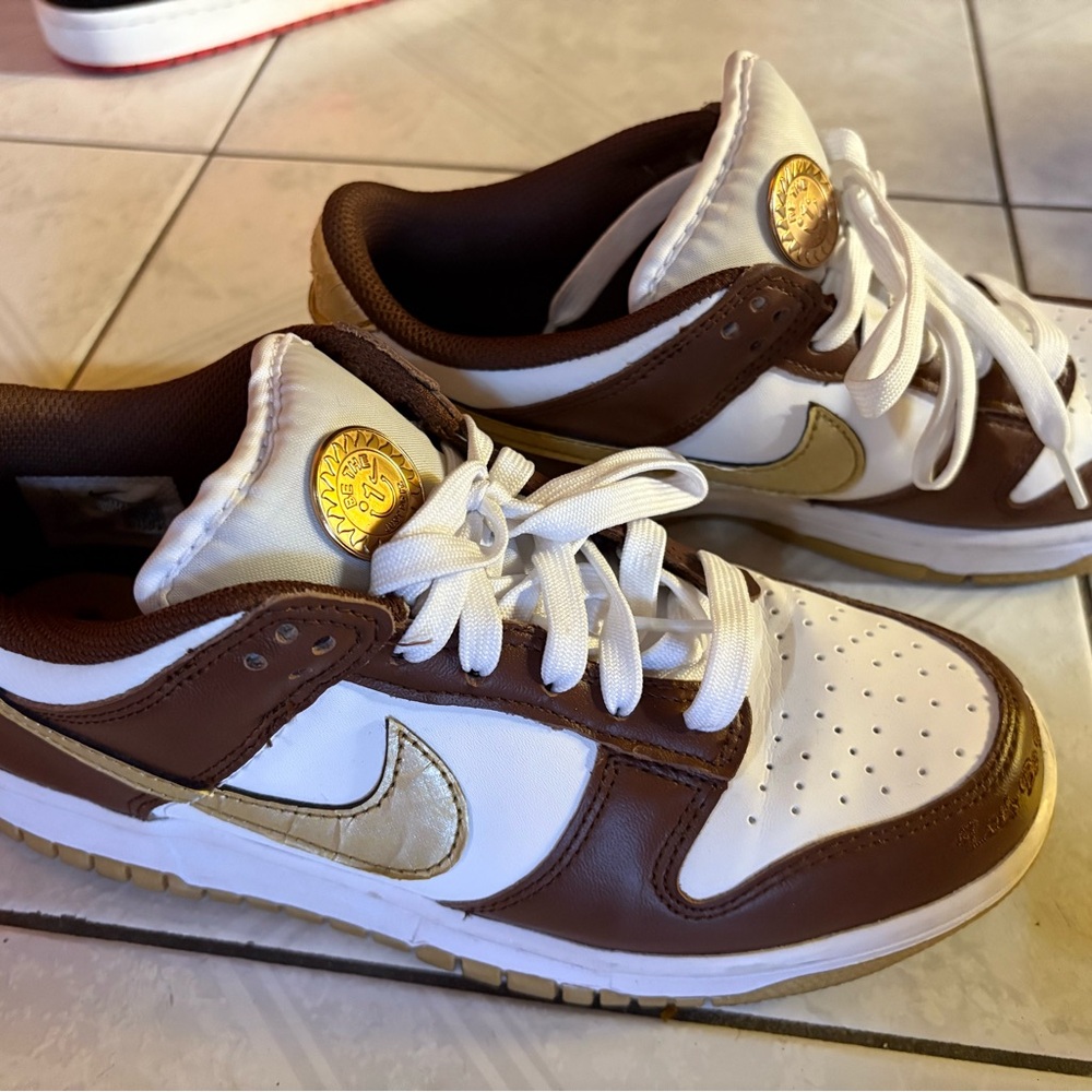 Nike Kids White and Brown Sneakers